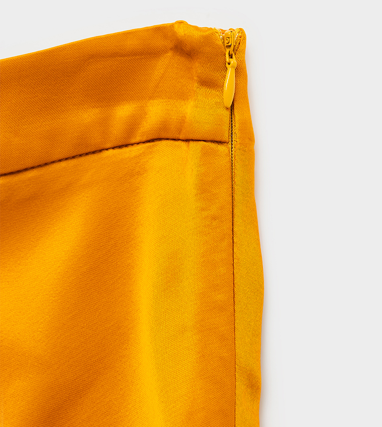 Solid Satin Midi Skirt