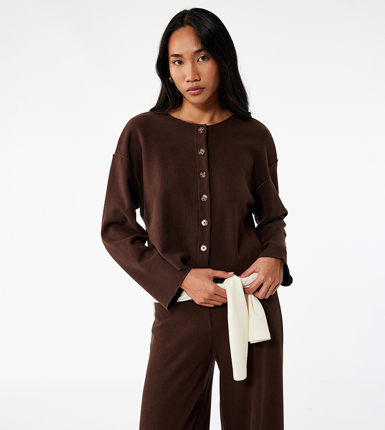 Long Sleeves Buttoned Knit Cardigan