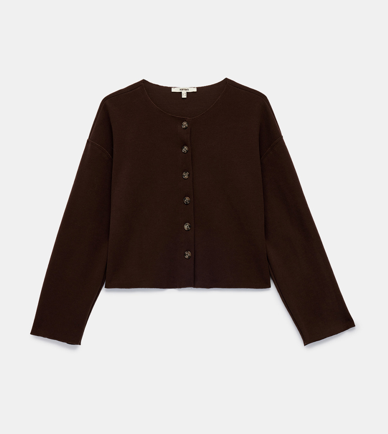 Long Sleeves Buttoned Knit Cardigan