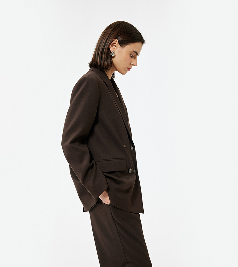 Double Breasted Lapel Collar Oversized Blazer