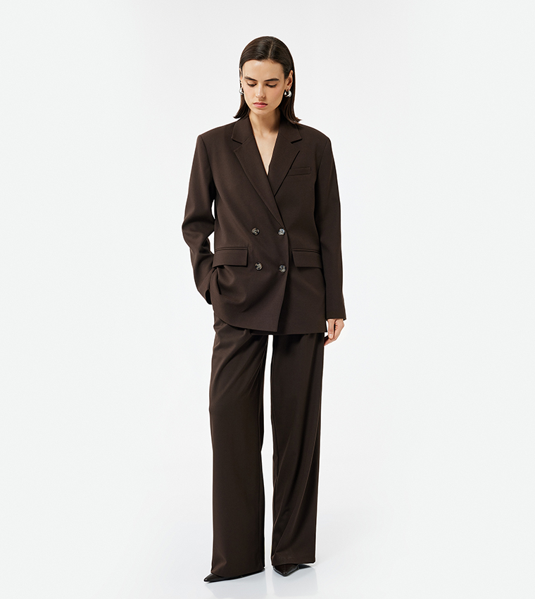 Double Breasted Lapel Collar Oversized Blazer