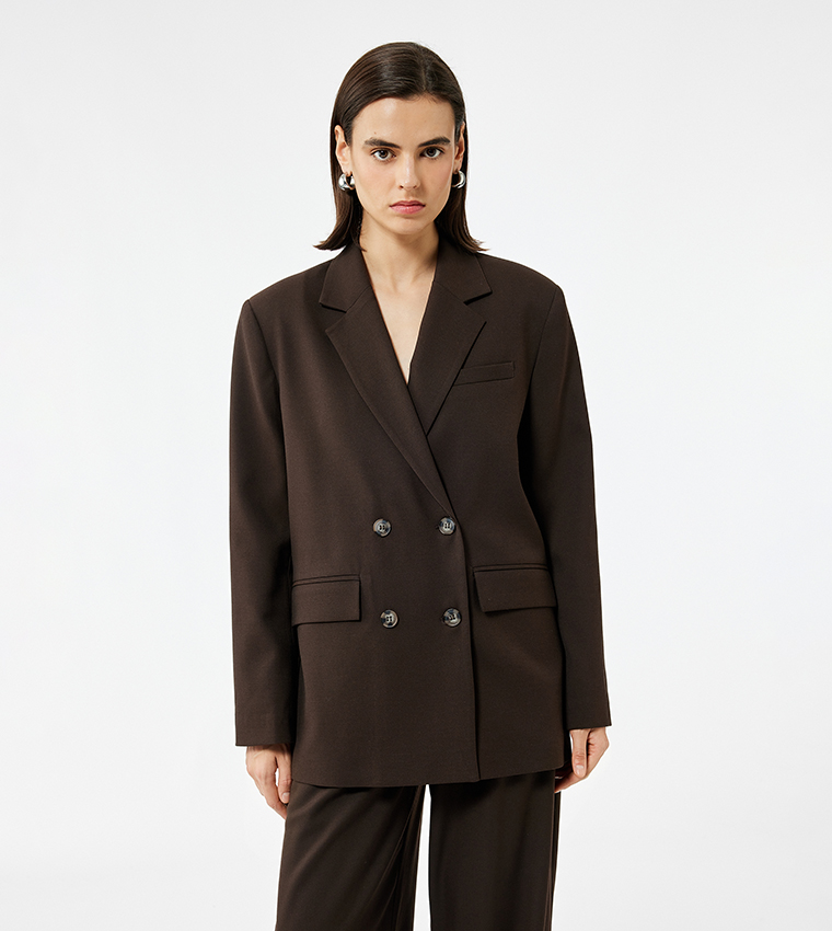 Double Breasted Lapel Collar Oversized Blazer