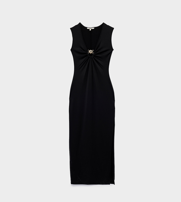 Accessory Detail Sleeveless Maxi Dress