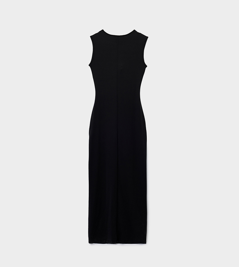Accessory Detail Sleeveless Maxi Dress