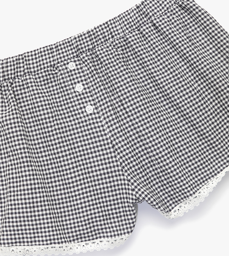 Gingham Patterned Sleep Shorts