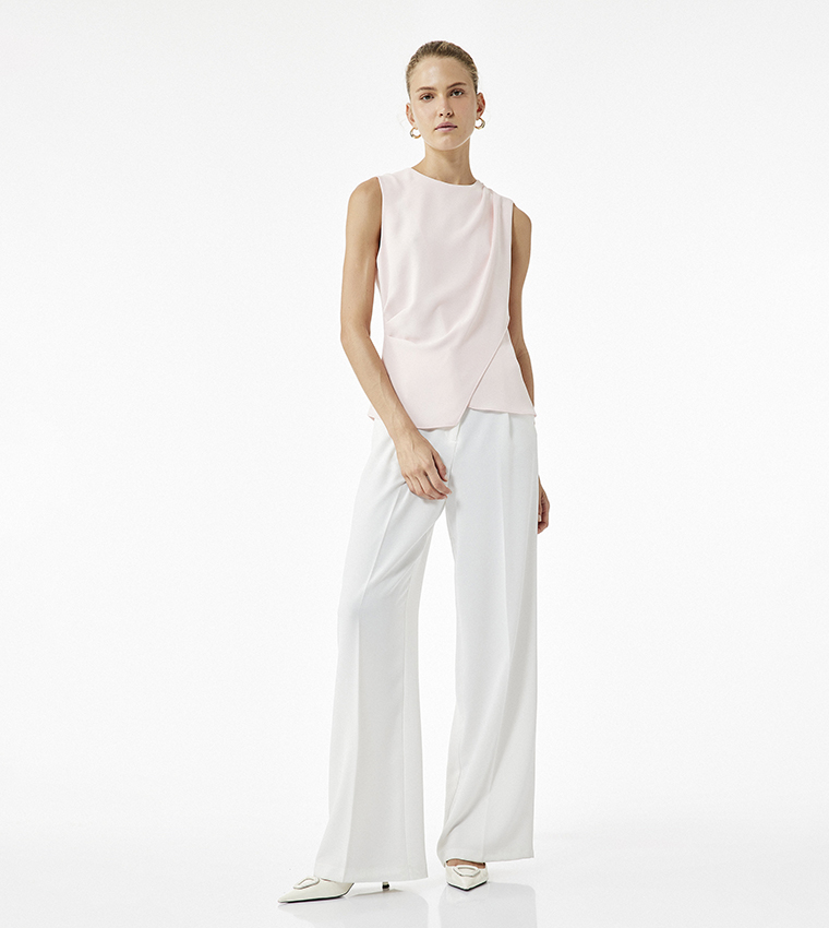 Solid Slit Detail Sleeveless Top