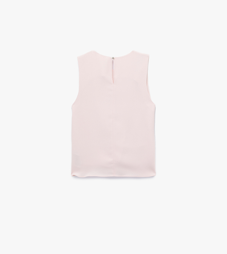 Solid Slit Detail Sleeveless Top