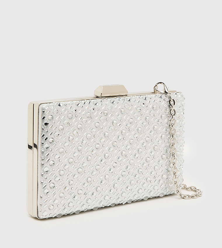 Embellished Clasp Closure Box Clutch