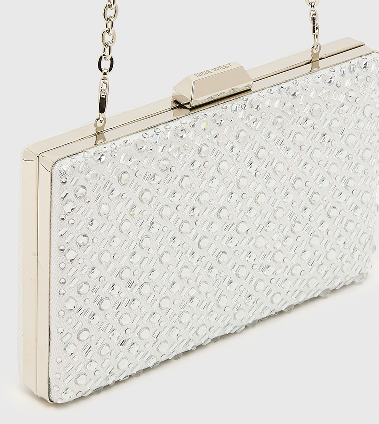 Embellished Clasp Closure Box Clutch