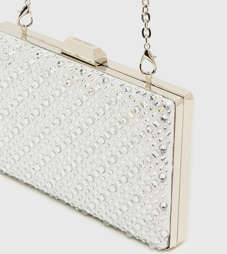 Embellished Clasp Closure Box Clutch