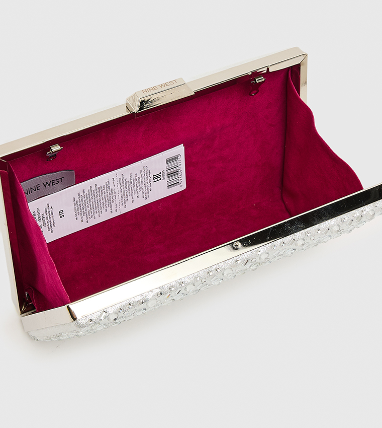 Embellished Clasp Closure Box Clutch