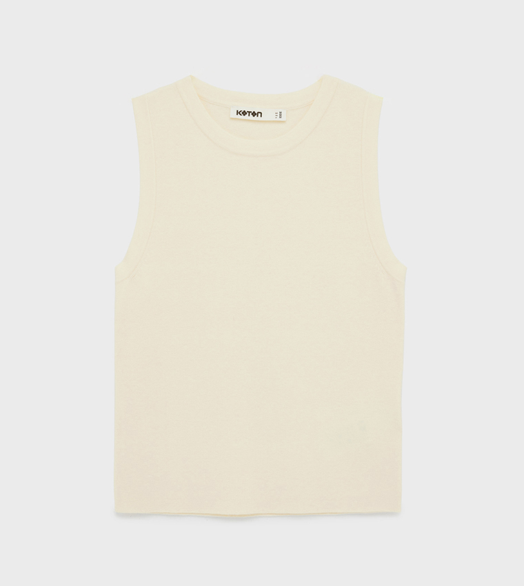 كوتون  توبات بلا أكمام  - بيج Sleeveless Tops