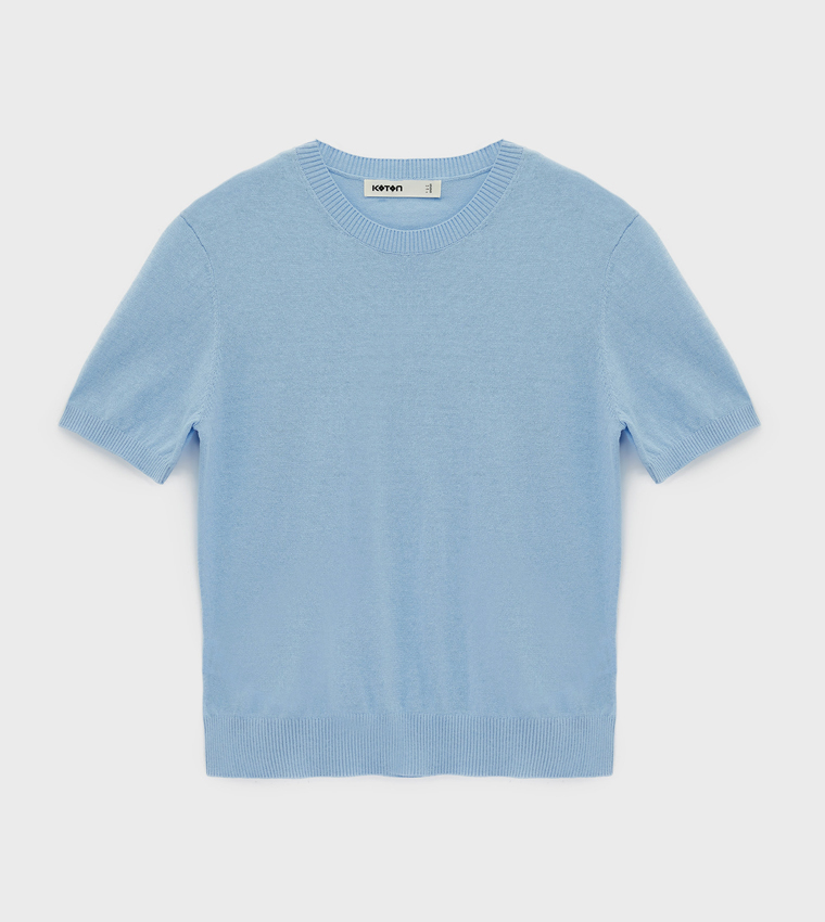 كوتون  سترات بياقة دائرية - أزرق Round Neck Sweaters