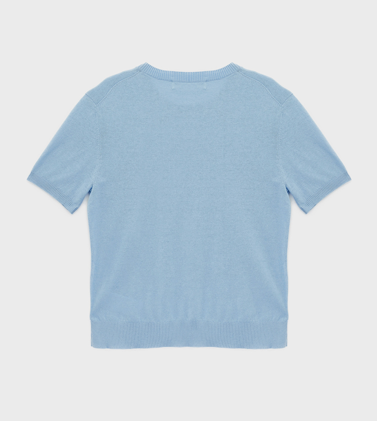 كوتون  سترات بياقة دائرية - أزرق Round Neck Sweaters