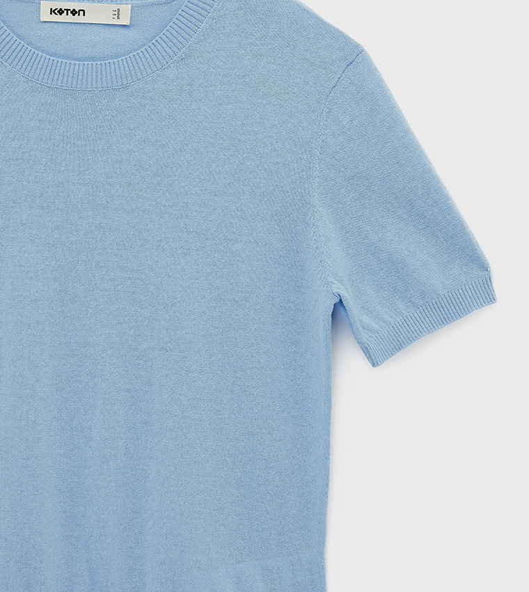 كوتون  سترات بياقة دائرية - أزرق Round Neck Sweaters