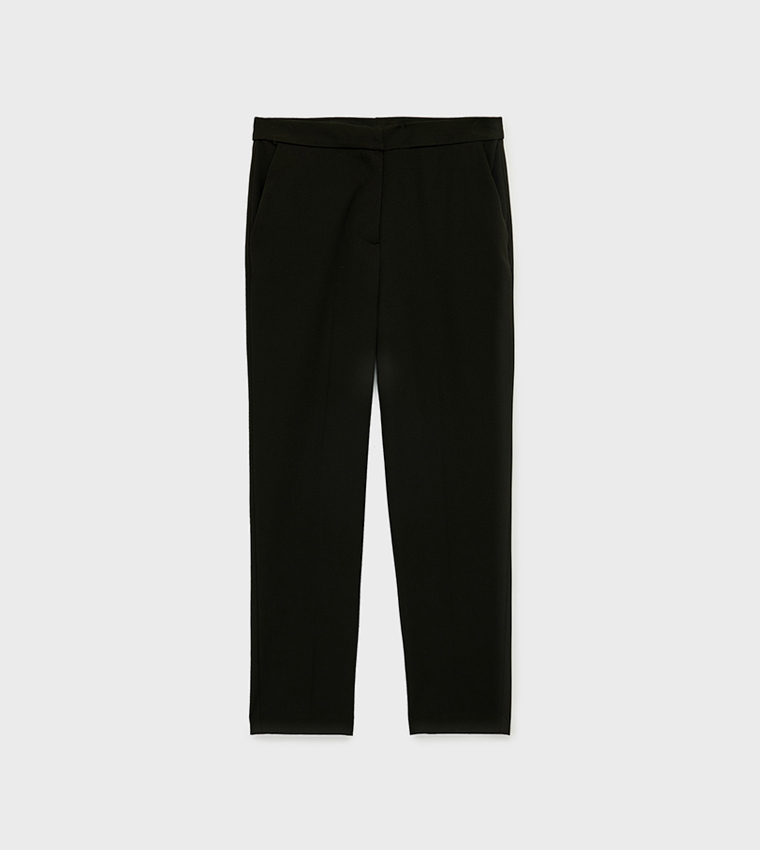 Solid Cigarette Fit Pants