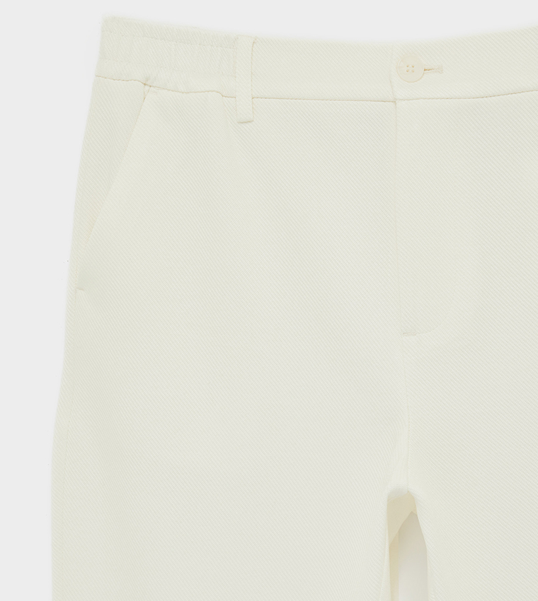 Solid Button Closure Trousers