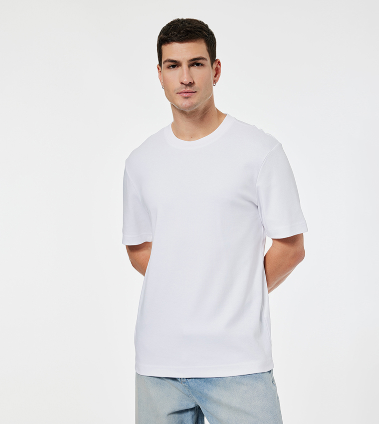 Solid Crew Neck Cotton T-Shirt