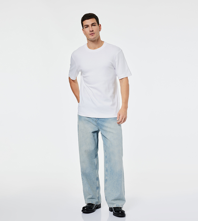 Solid Crew Neck Cotton T-Shirt