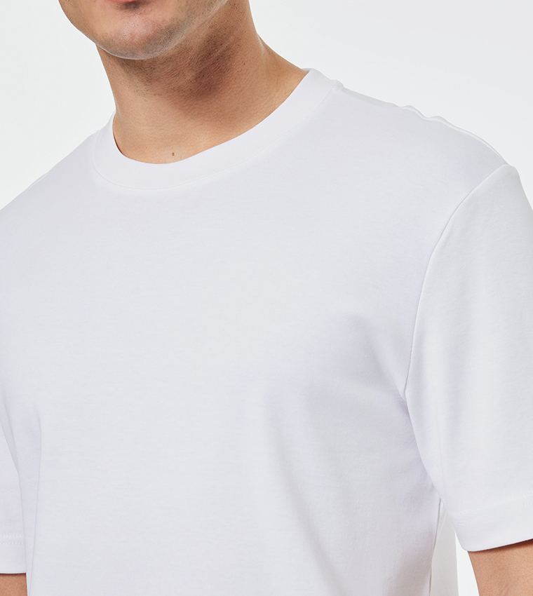 Solid Crew Neck Cotton T-Shirt