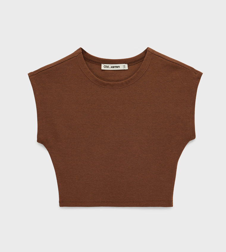 كوتون  توبات قصيرة - بني  Cropped Tops