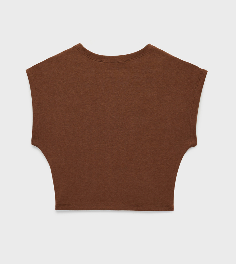 كوتون  توبات قصيرة - بني  Cropped Tops