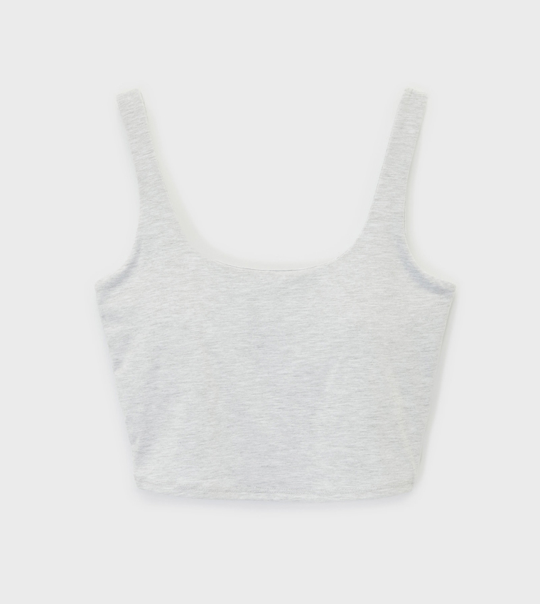 كوتون  توبات بلا أكمام  - رمادي Sleeveless Tops
