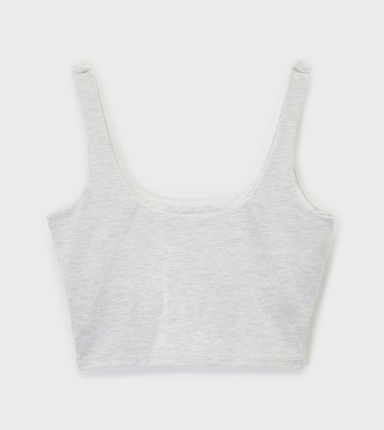كوتون  توبات بلا أكمام  - رمادي Sleeveless Tops