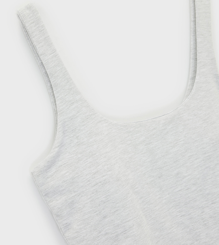 كوتون  توبات بلا أكمام  - رمادي Sleeveless Tops