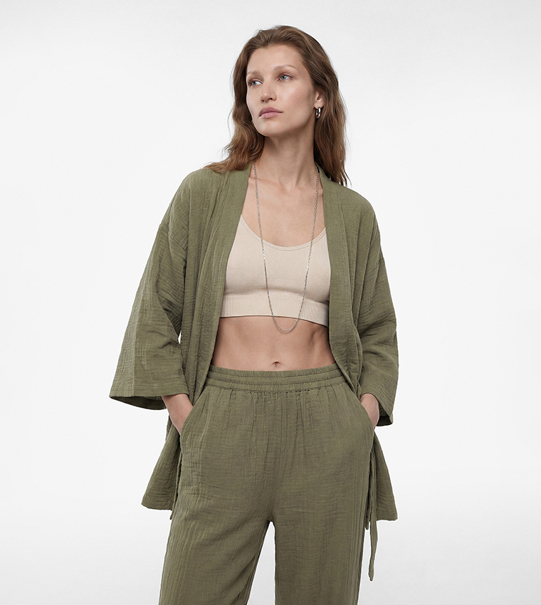 Solid Tie-Up Belt Kimono