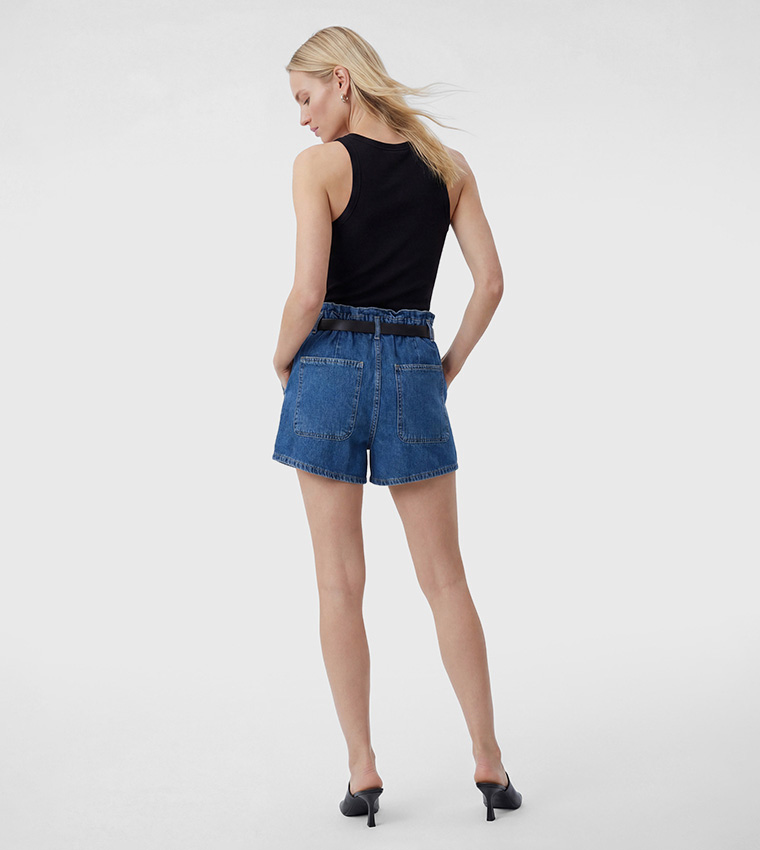 Washed Denim Shorts