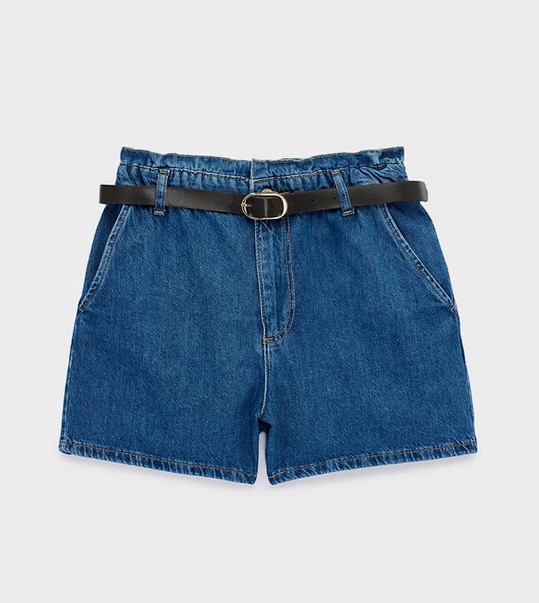 Washed Denim Shorts