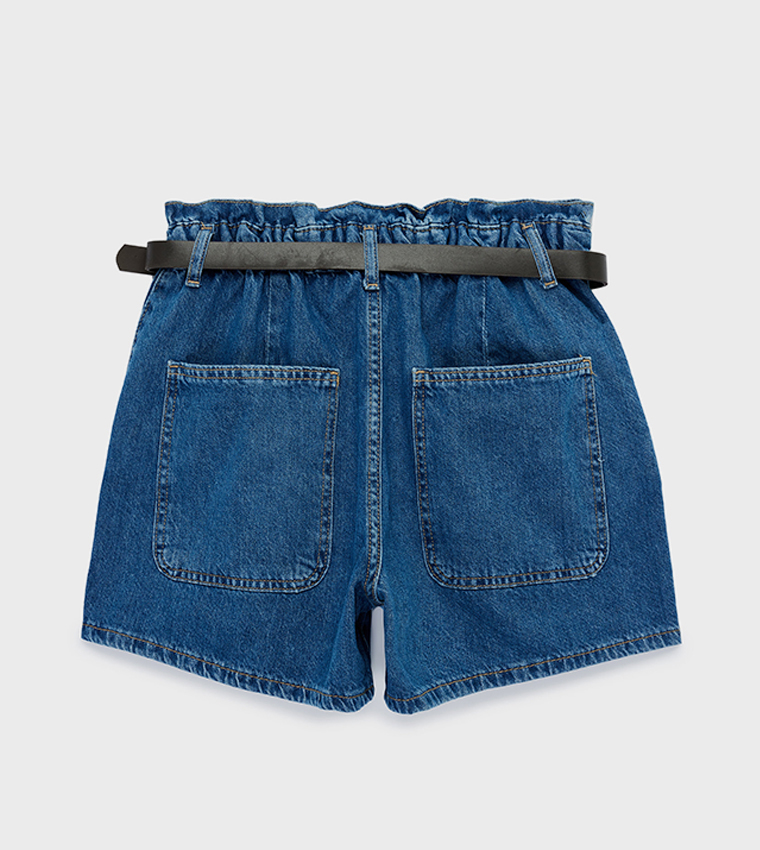 Washed Denim Shorts