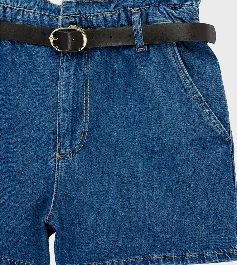 Washed Denim Shorts