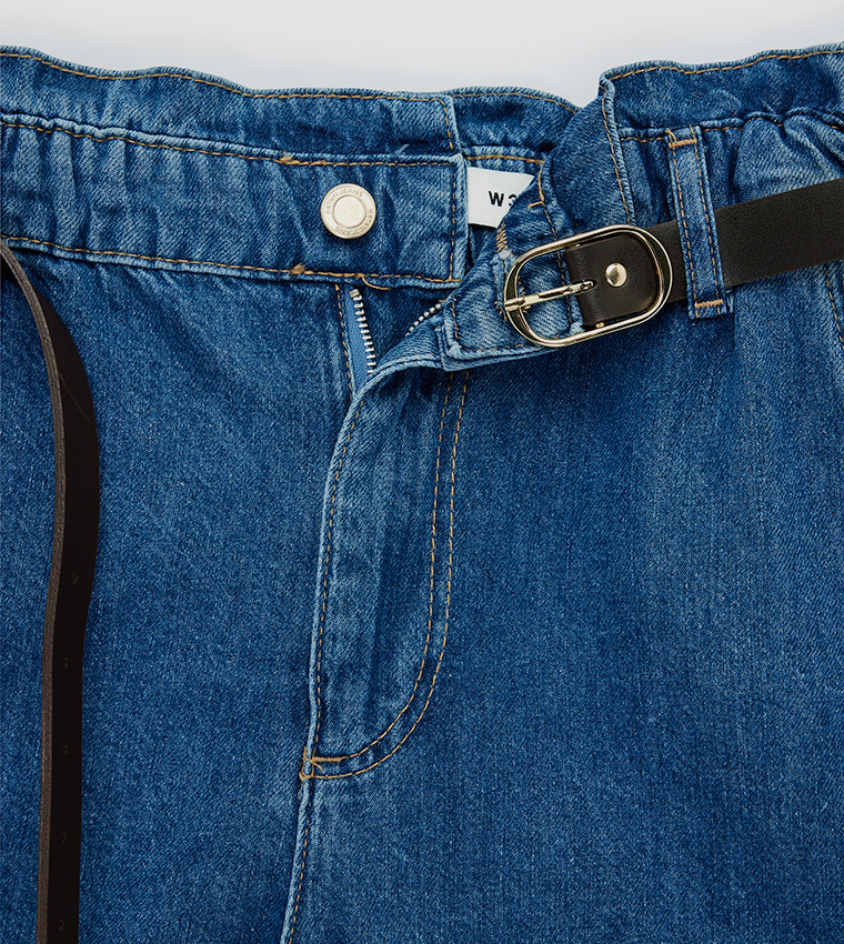 Washed Denim Shorts