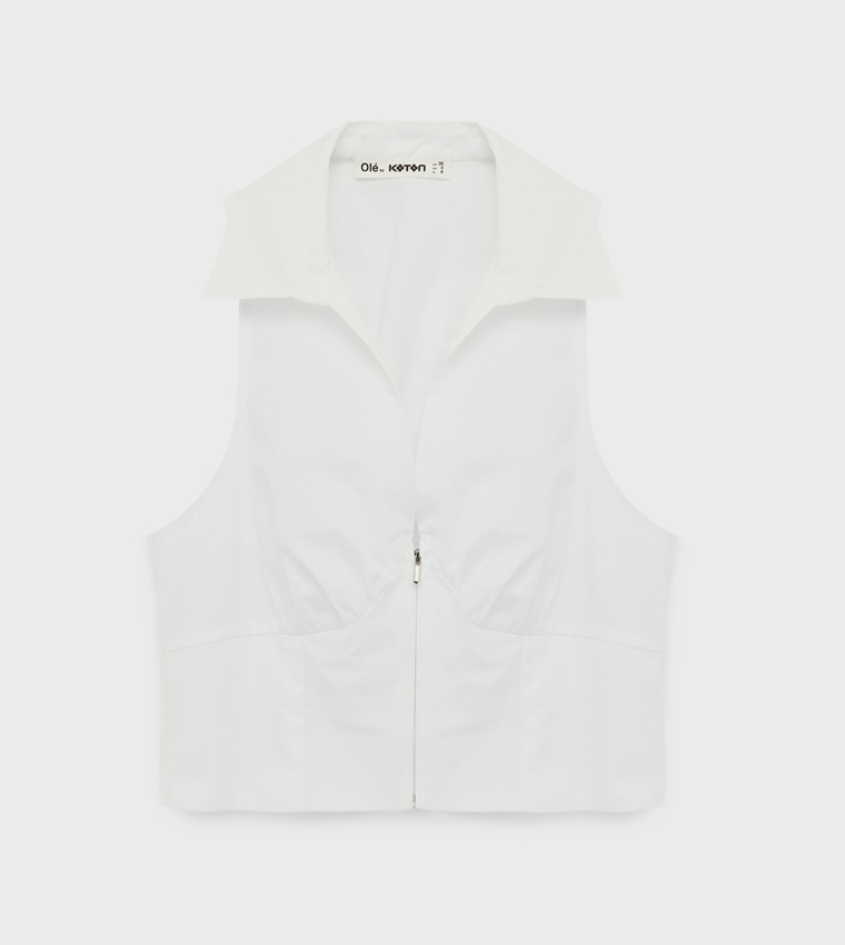 كوتون  توبات بلا أكمام  - أبيض Sleeveless Tops