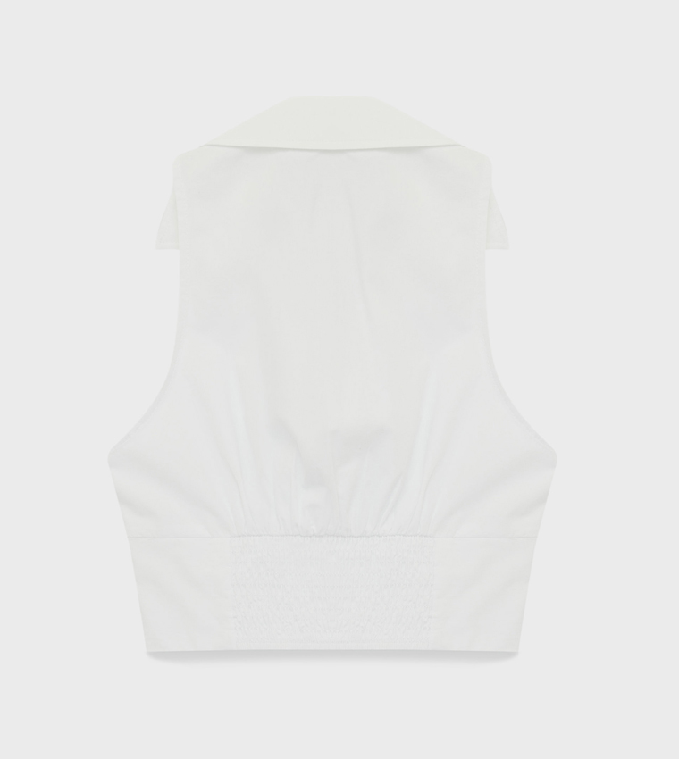 كوتون  توبات بلا أكمام  - أبيض Sleeveless Tops