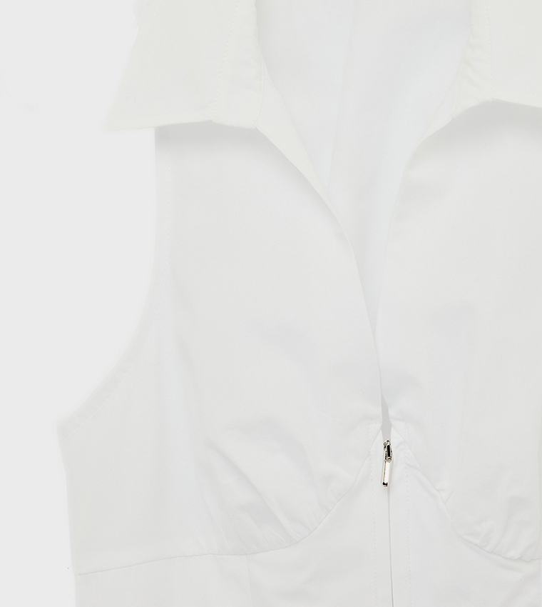 كوتون  توبات بلا أكمام  - أبيض Sleeveless Tops