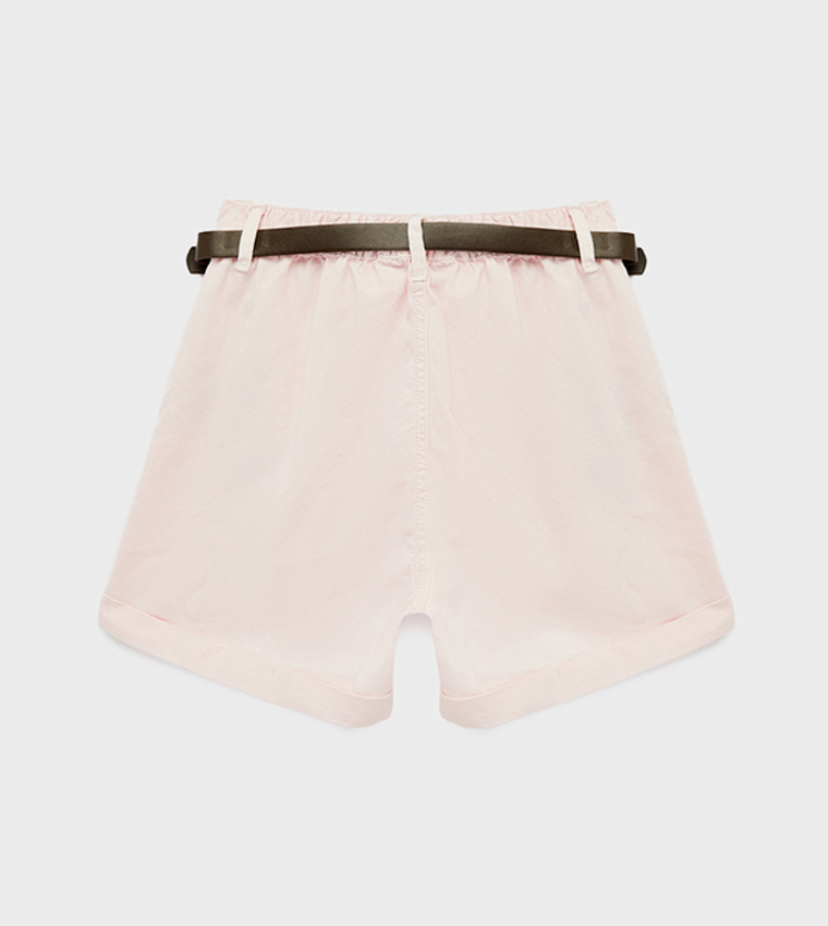 Solid Belted Casual Shorts