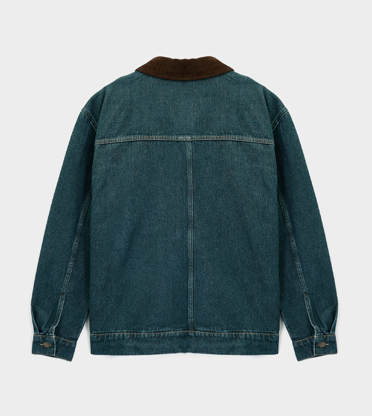 Washed Regular Fit Zip-Through Denim Jacket