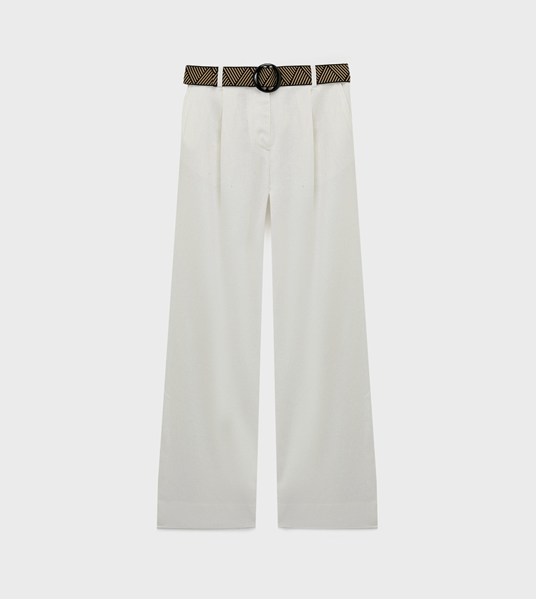 Solid Linen Loose Fit Trousers