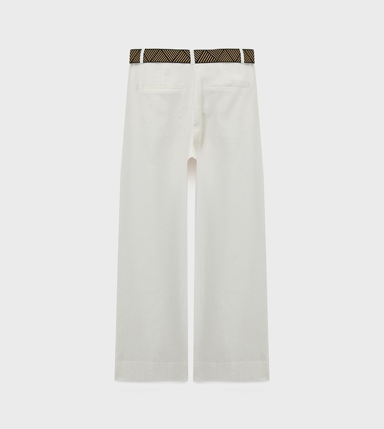 Solid Linen Loose Fit Trousers