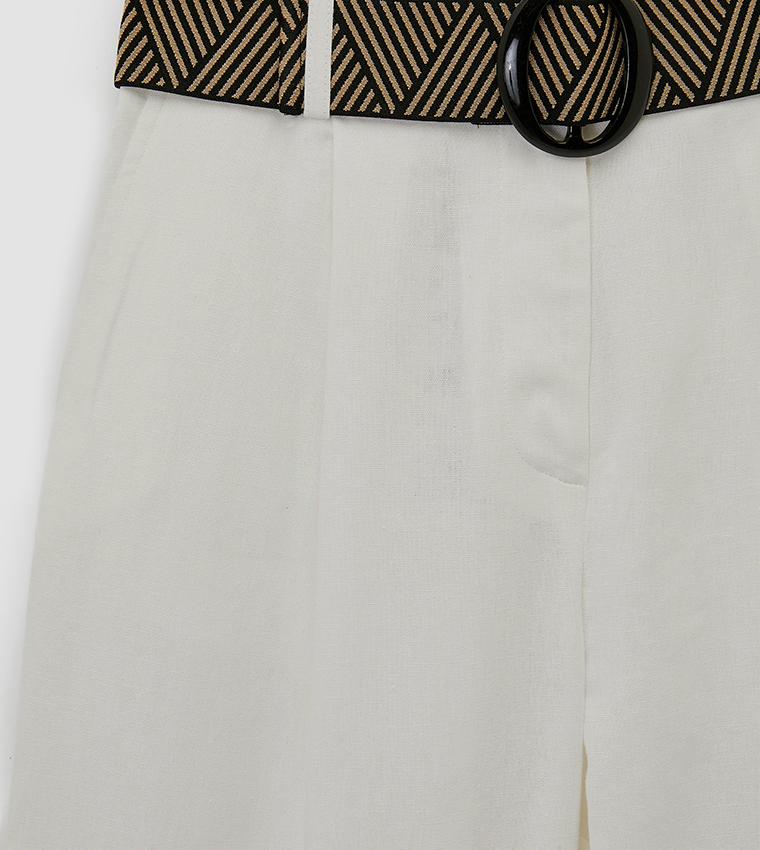 Solid Linen Loose Fit Trousers