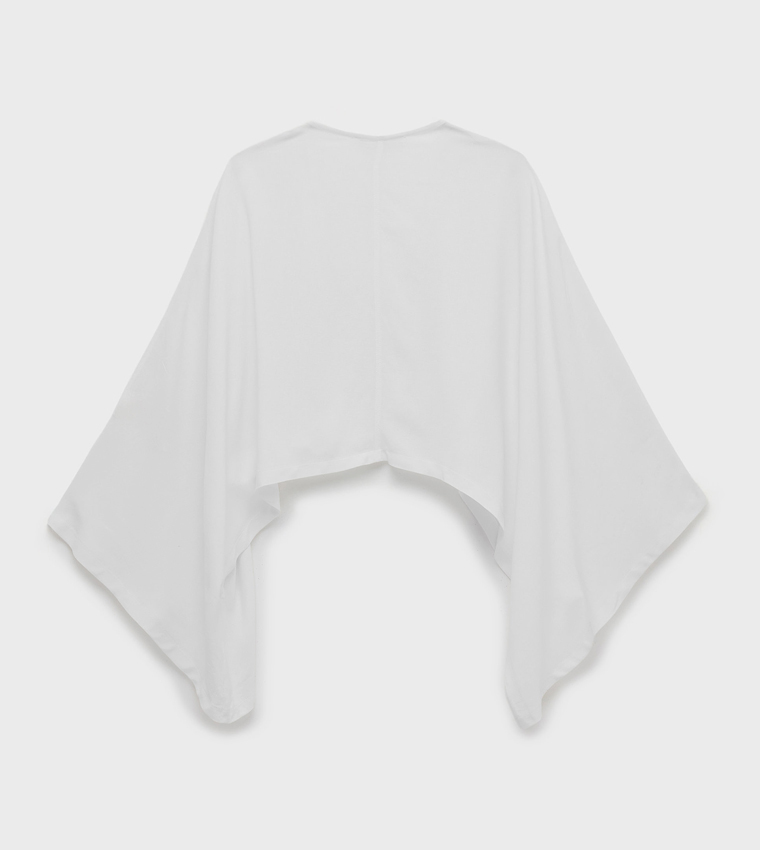 Solid V-Neck Batwing Cropped Top