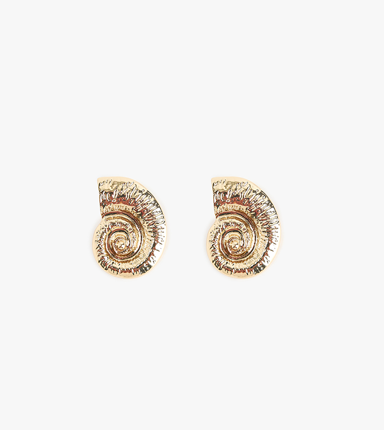 Gold-Tone Seashell Stud Earrings