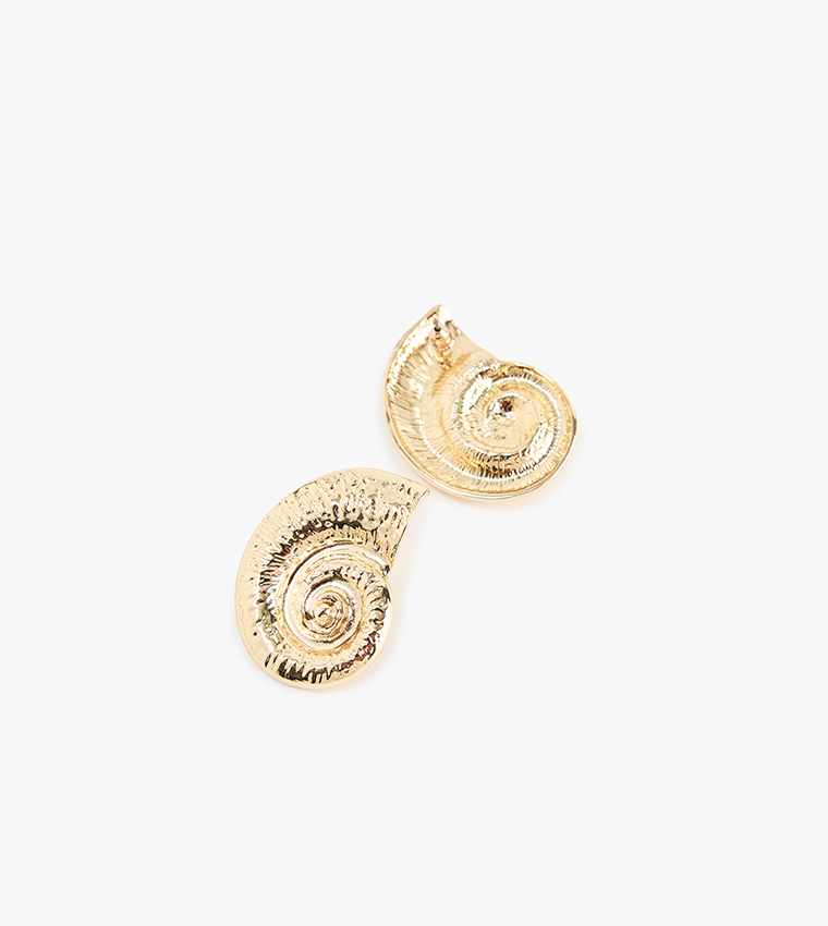 Gold-Tone Seashell Stud Earrings