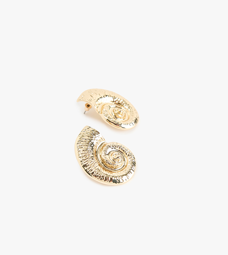 Gold-Tone Seashell Stud Earrings