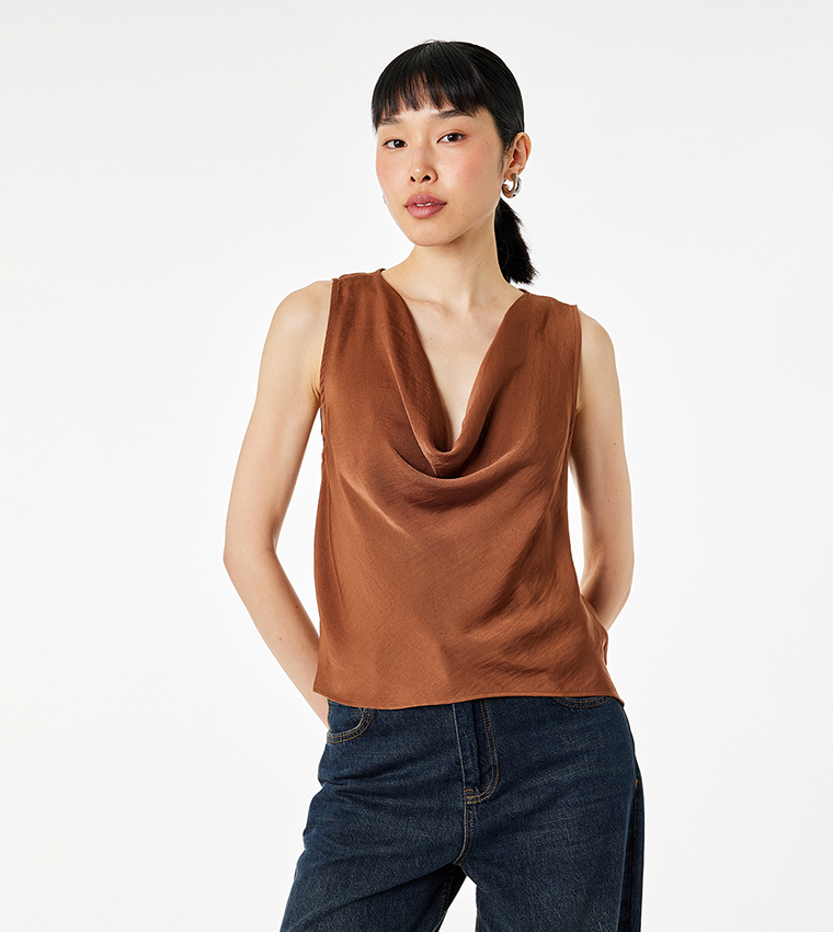 Koton  Sleeveless Tops - Brown Sleeveless Tops