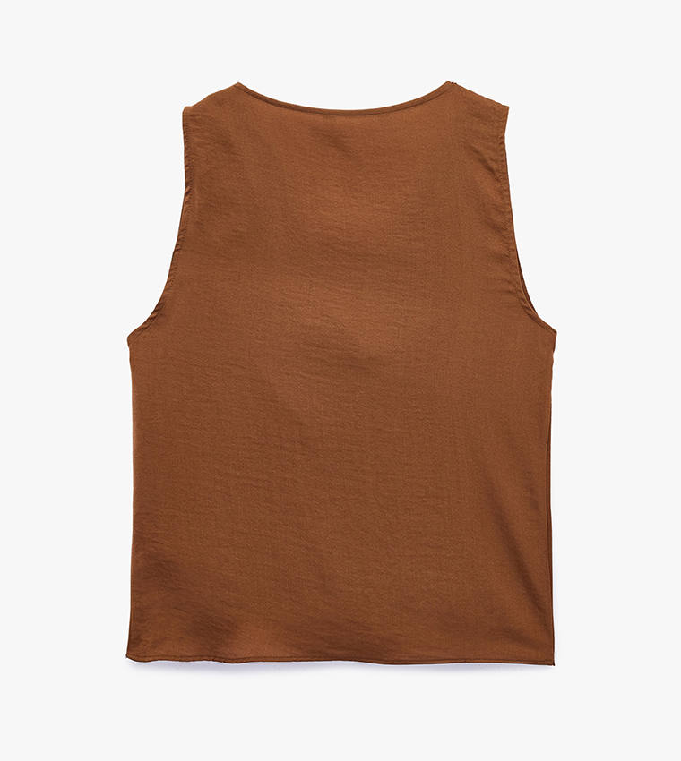 Koton  Sleeveless Tops - Brown Sleeveless Tops