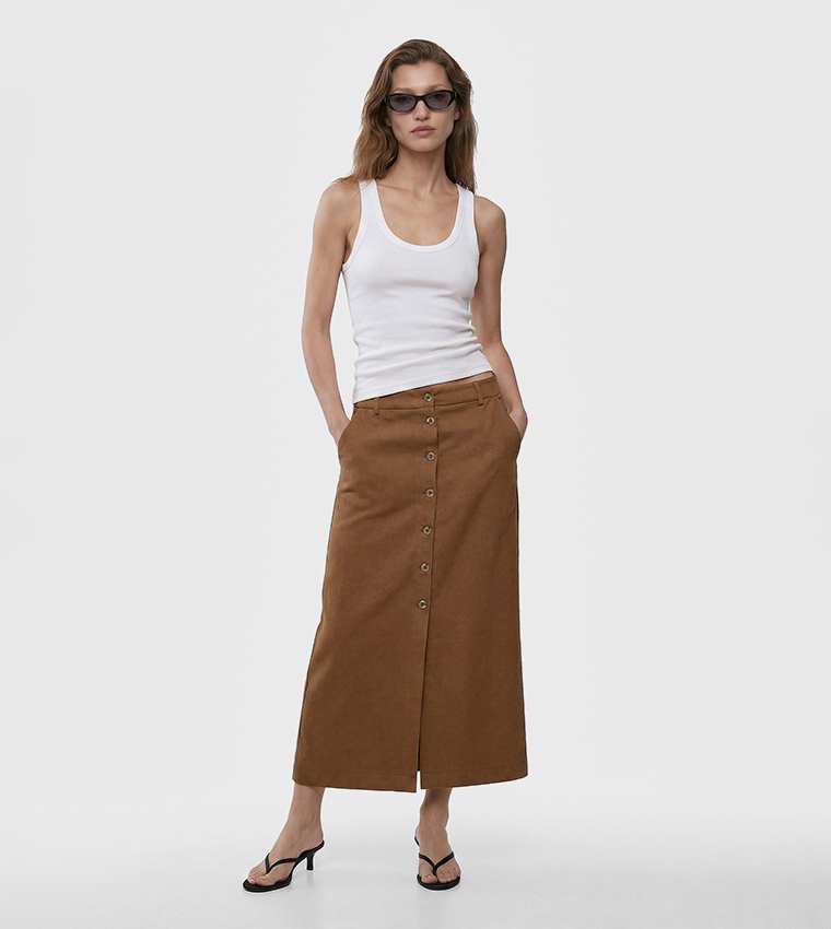 كوتون  تنانير ميدي - بني  Midi Skirts